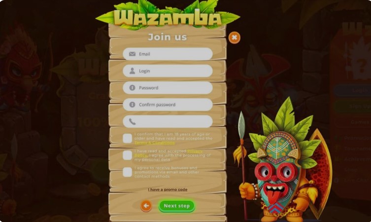 wazamba casino registratie
