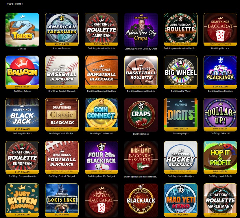 jeux exclusifs draftkings