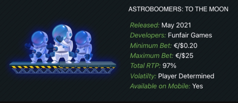 información sobre el juego astroboomers
