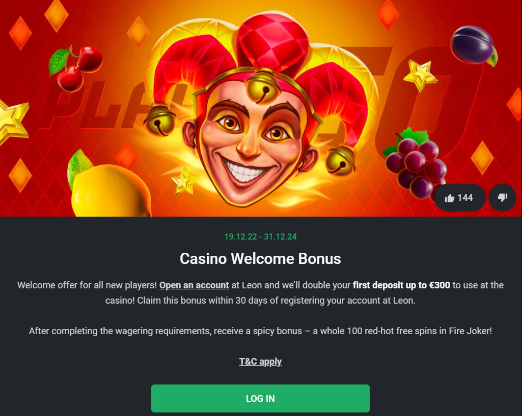 leon casino приветственный бонус