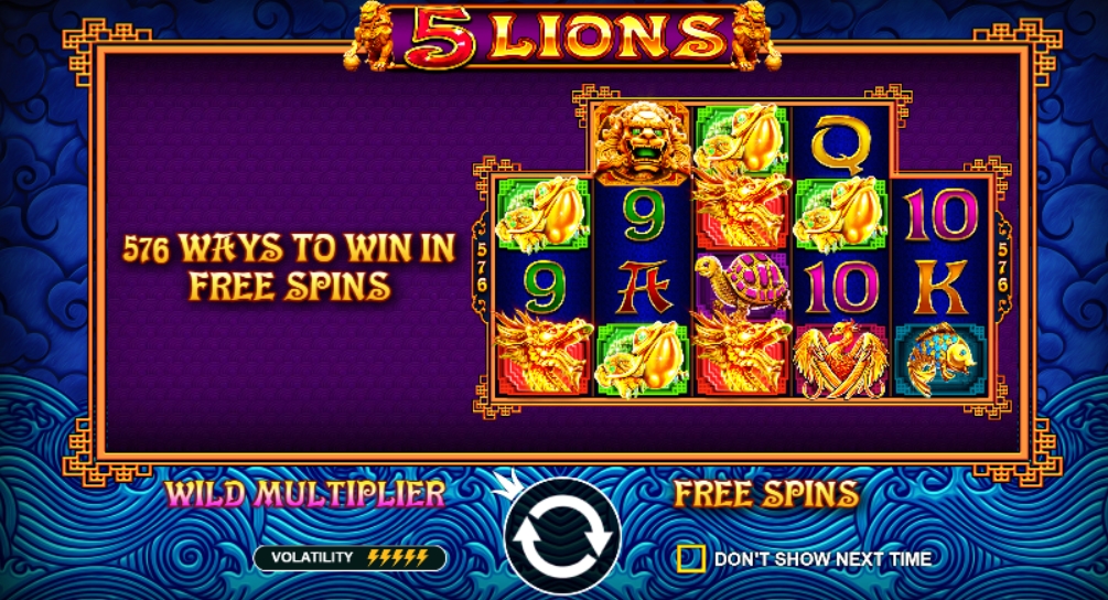 5 Lions Megaways win in free spins