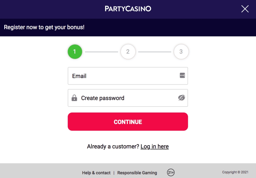 регистрация в party casino