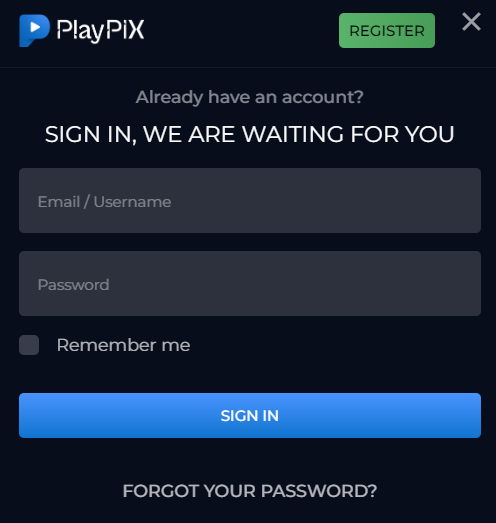 Регистрация в Playpix казино