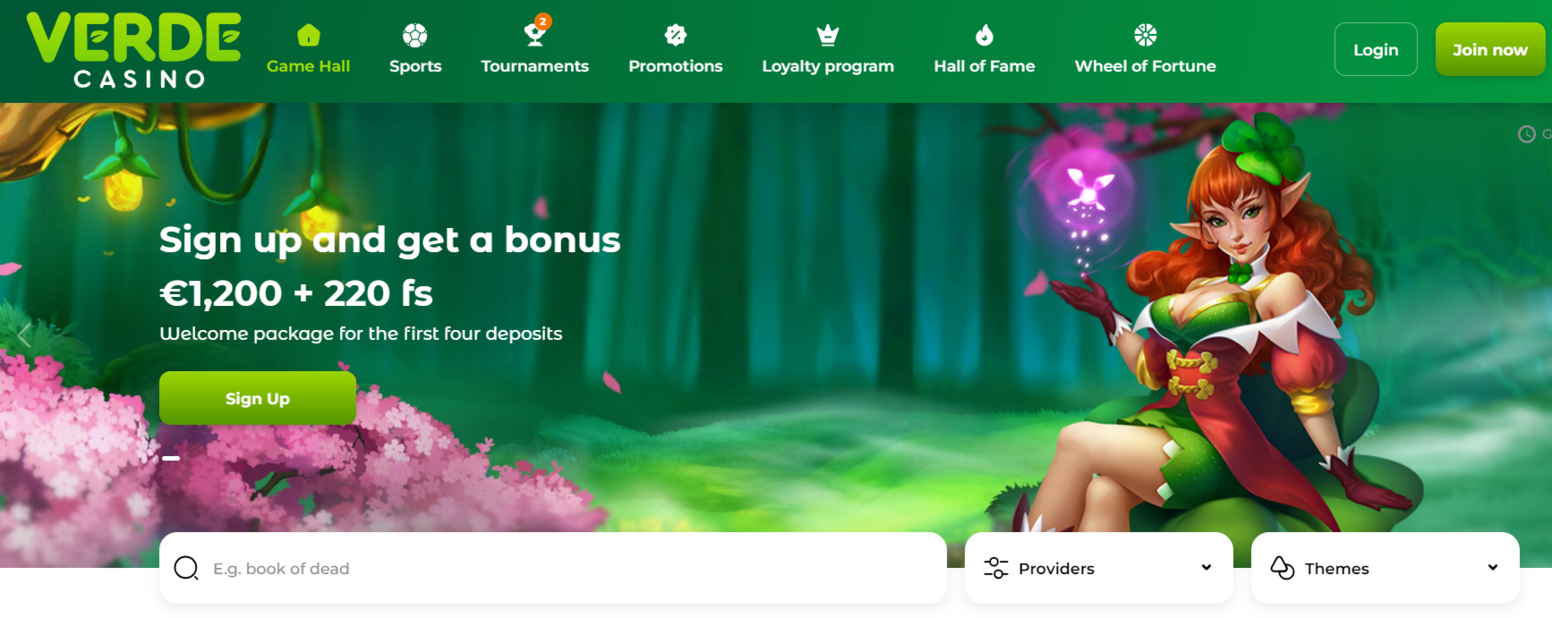Verde Casino offizielle Website.